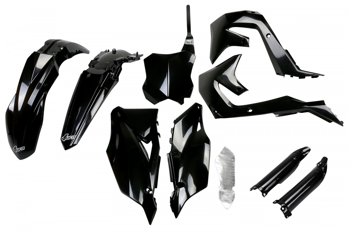 Full Kit Plastiche nero per Kawasaki KXF 250 (2021-24) - KXF 450 (2019-23) - PLASTICHE REPLICA - KAKIT227F-001 - Ufo Plast