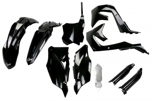 Full Kit Plastiche nero per Kawasaki KXF 250 (2021-24) - KXF 450 (2019-23) - PLASTICHE REPLICA - KAKIT227F-001 - Ufo Plast