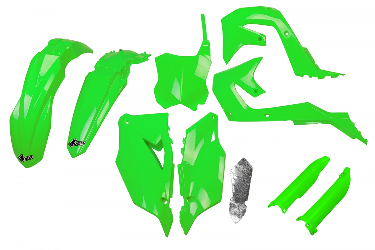 Full Plastic Kit neon green for Kawasaki KXF 250 (2021-24) - KXF 450 (2019-23) - REPLICA PLASTICS - KAKIT227F-AFLU - Ufo Plast