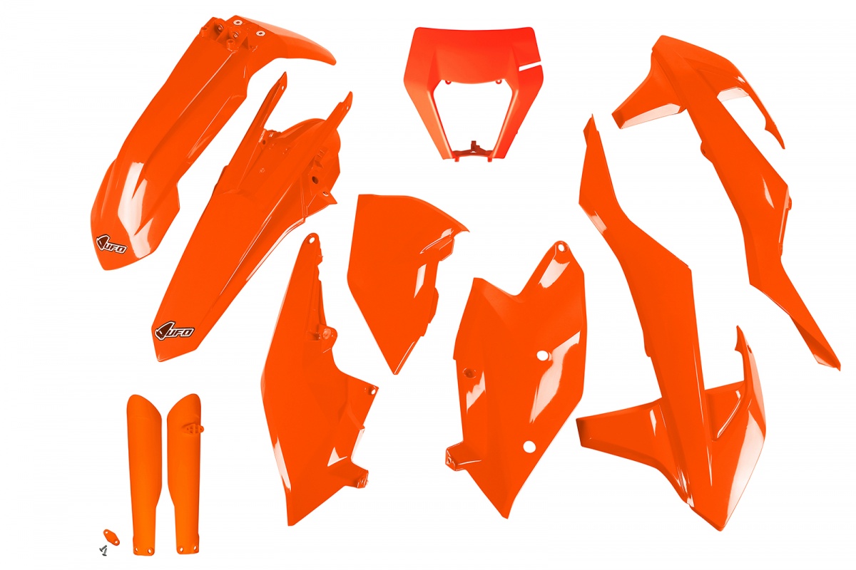 Full kit plastiche / con portafaro Ktm - arancio fluo - PLASTICHE REPLICA - KTKIT523F-FFLU - UFO Plast