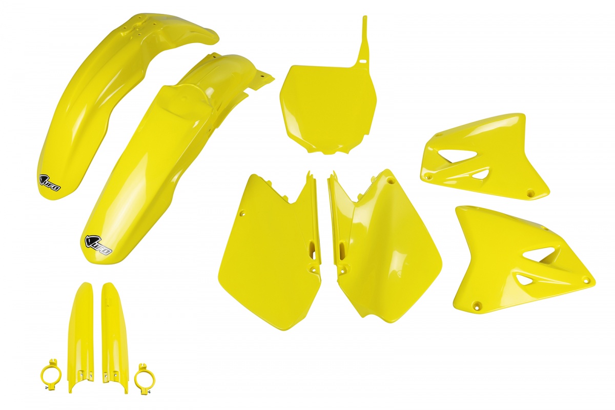 Full Plastic Kit yellow for Suzuki RM 125 (2001-25) - RM 250 (2001-25) - REPLICA PLASTICS - SUKIT402F-102 - Ufo Plast
