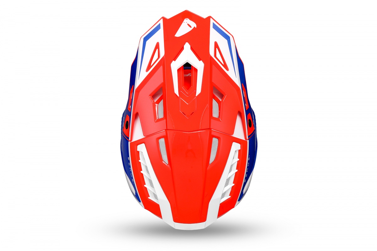 Casco motocross Echus rosso blu e bianco - Caschi - HE13100-BC - Ufo Plast