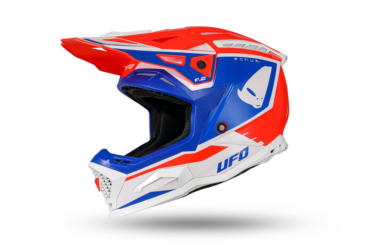 Casco motocross Echus rosso blu e bianco - Caschi - HE13100-BC - Ufo Plast