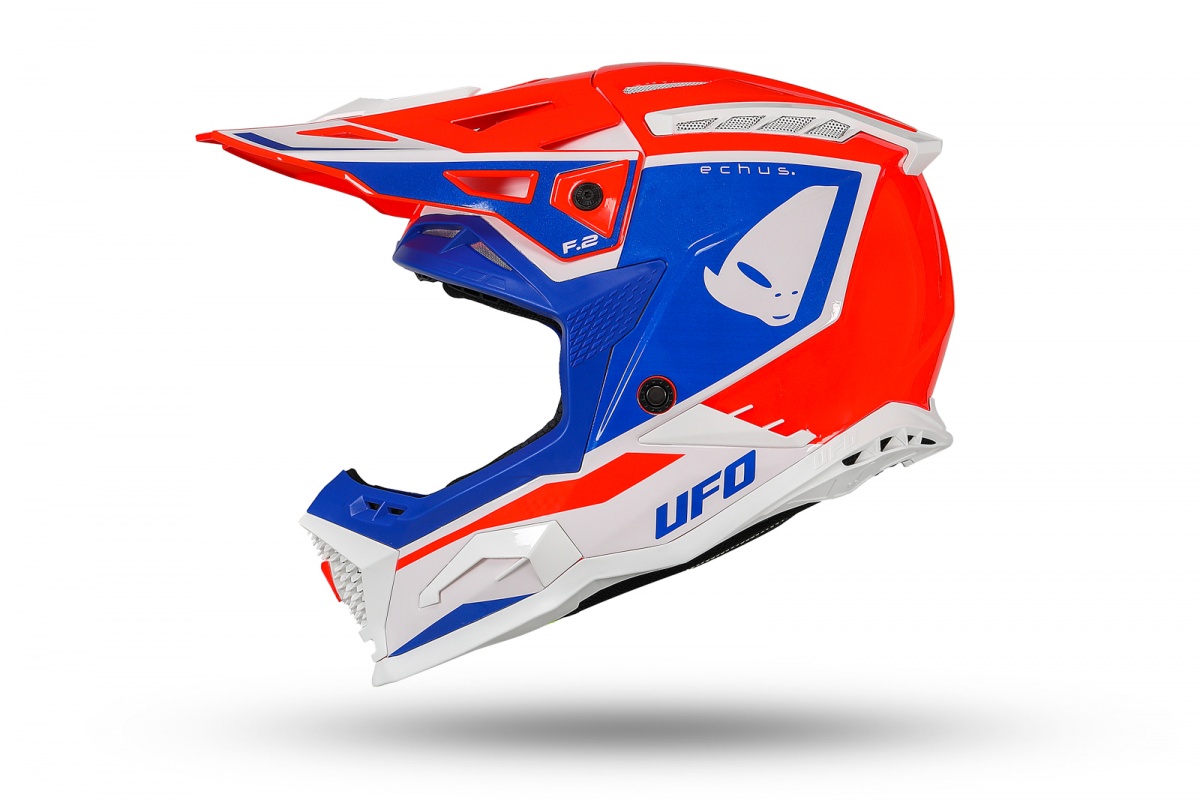 Casco motocross Echus rosso blu e bianco - Caschi - HE13100-BC - Ufo Plast