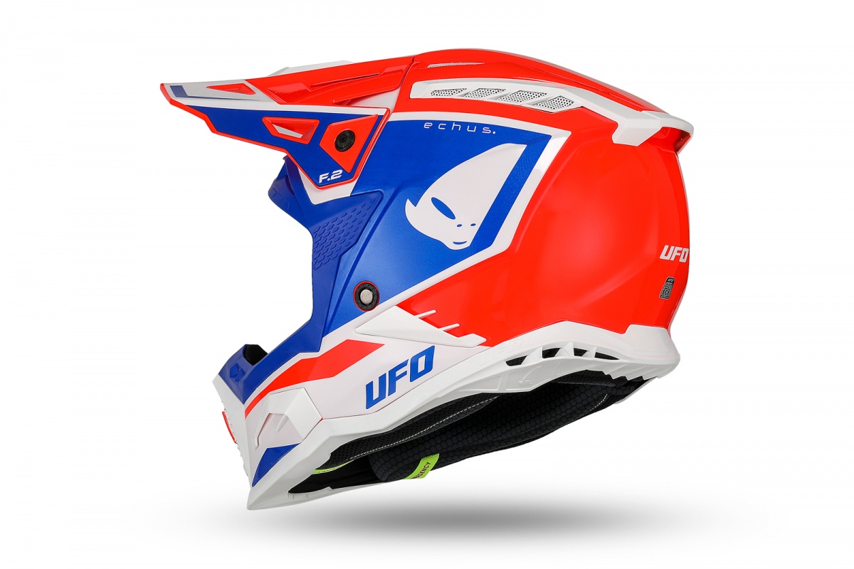 Casco motocross Echus rosso blu e bianco - Caschi - HE13100-BC - Ufo Plast