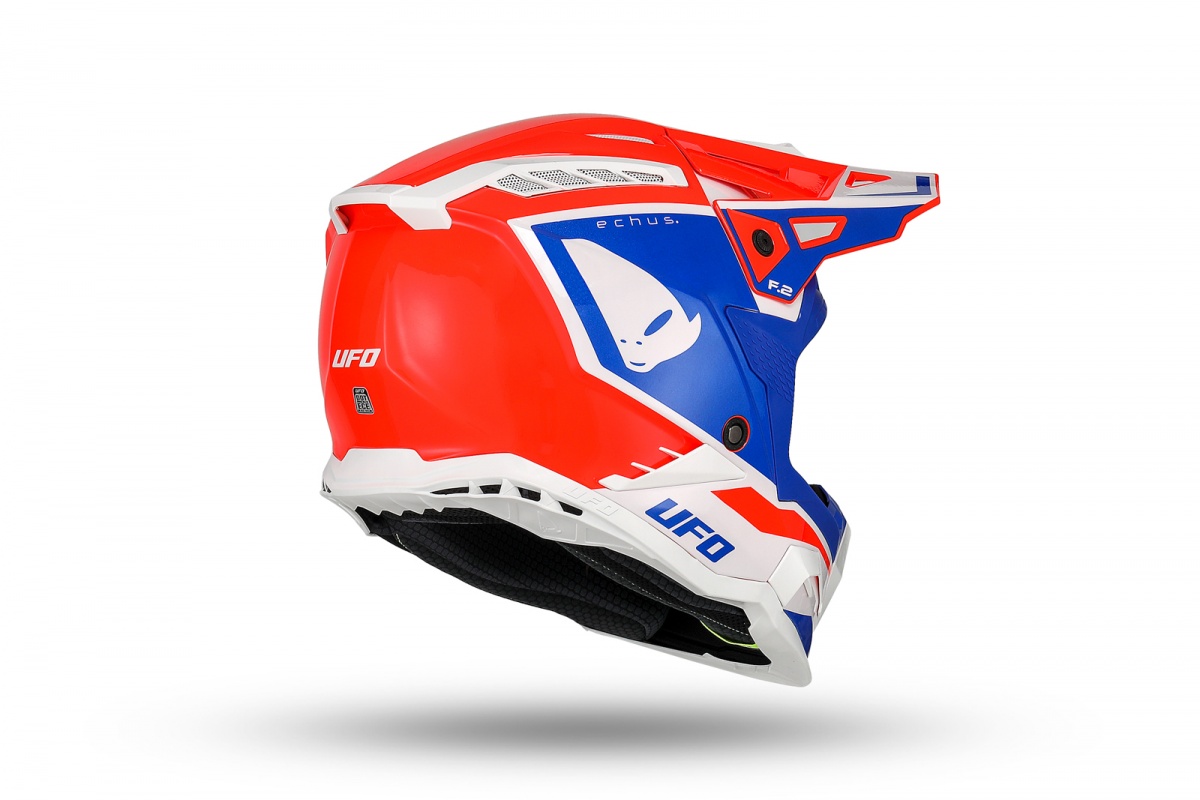 Casco motocross Echus rosso blu e bianco - Caschi - HE13100-BC - Ufo Plast