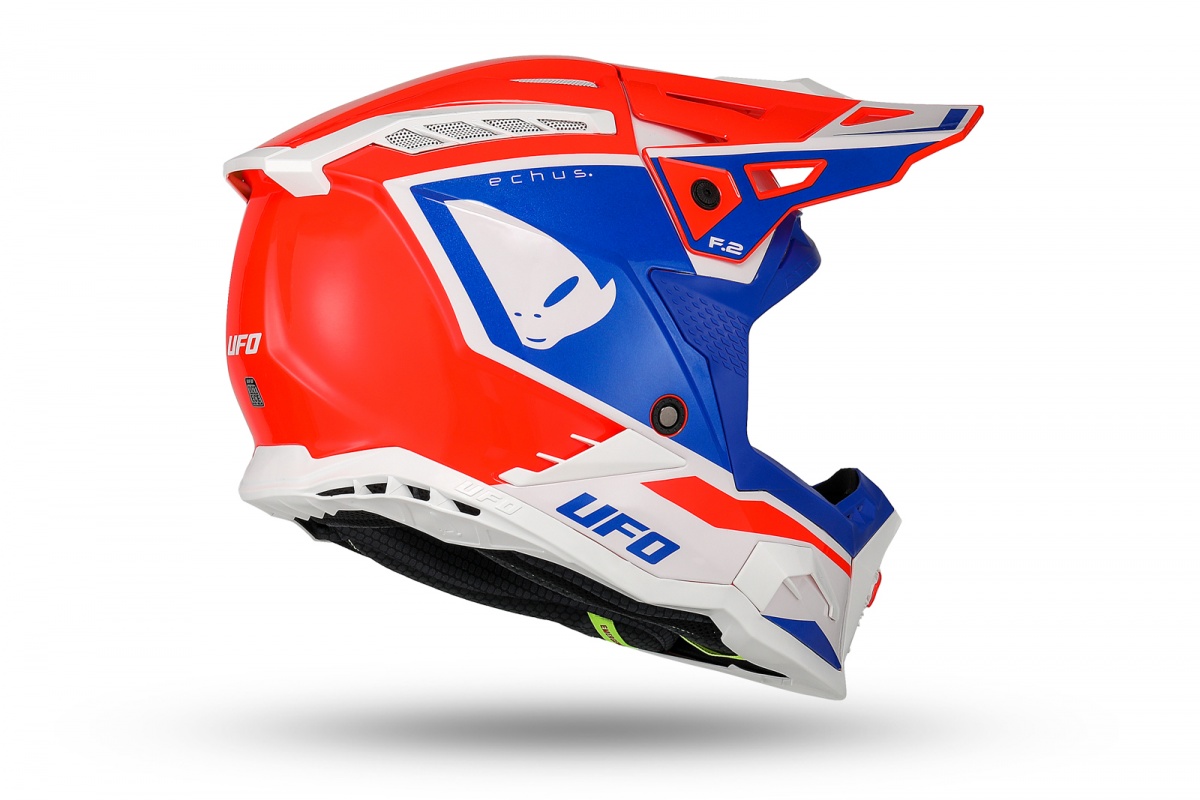 Casco motocross Echus rosso blu e bianco - Caschi - HE13100-BC - Ufo Plast