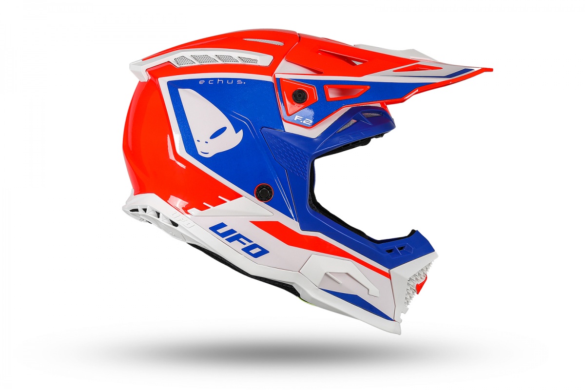 Casco motocross Echus rosso blu e bianco - Caschi - HE13100-BC - Ufo Plast