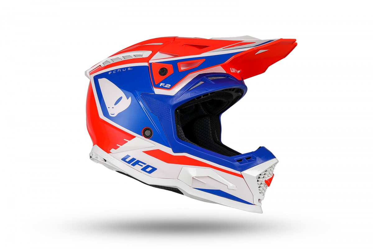 Casco motocross Echus rosso blu e bianco - Caschi - HE13100-BC - Ufo Plast