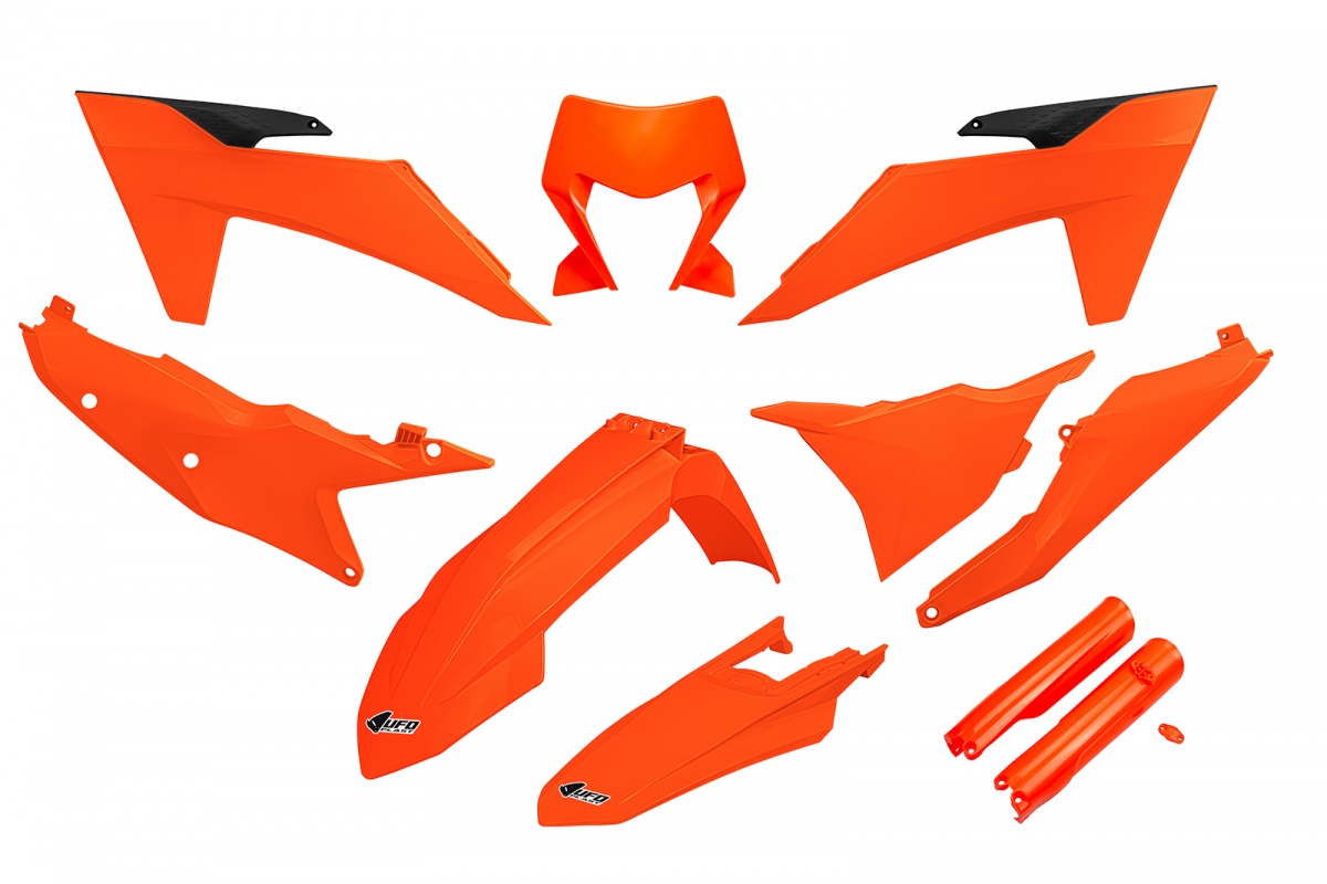 Full Kit Plastiche arancio fluoro compatibile Ktm EXC 150/XC W150 / XC W150TPI - EXC 250/XC W250 - EXC-F 250/XCF W250 - EXC ....