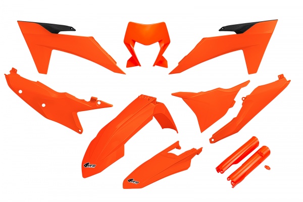 Full kit with headlight for Ktm EXC 150 2024 - neon orange - REPLICA PLASTICS - KTKIT530F-FFLU - UFO Plast