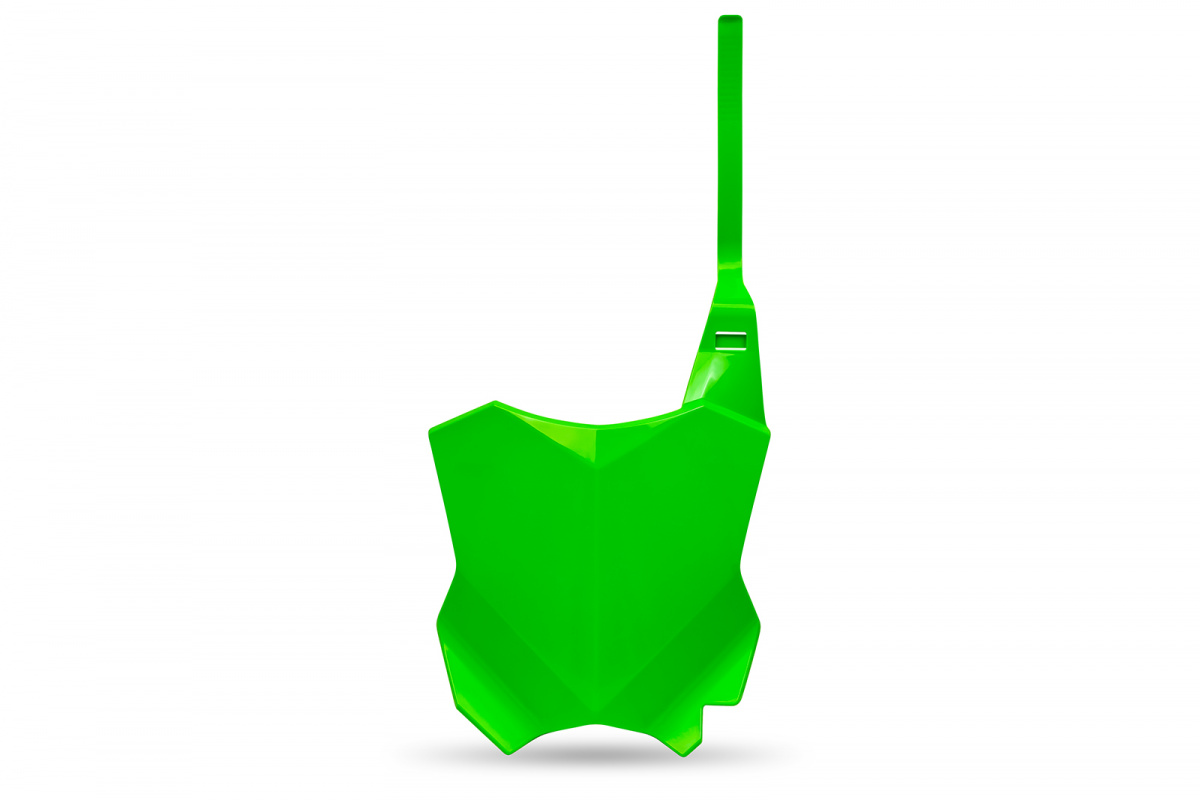 Front number plate - neon green - Kawasaki - REPLICA PLASTICS - KA04738-AFLU - UFO Plast