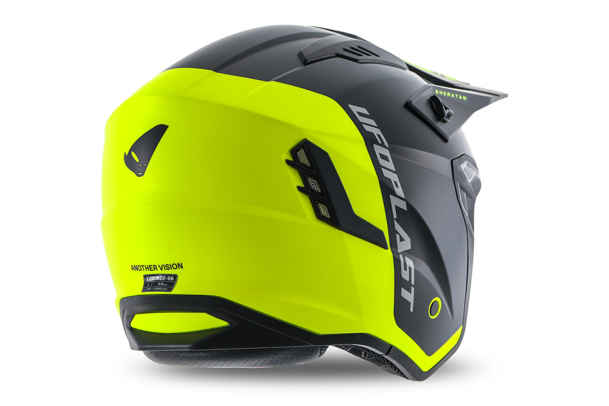 Sheratan cross jet helmet neon yellow and black - Helmets - HE13002-KD - Ufo Plast