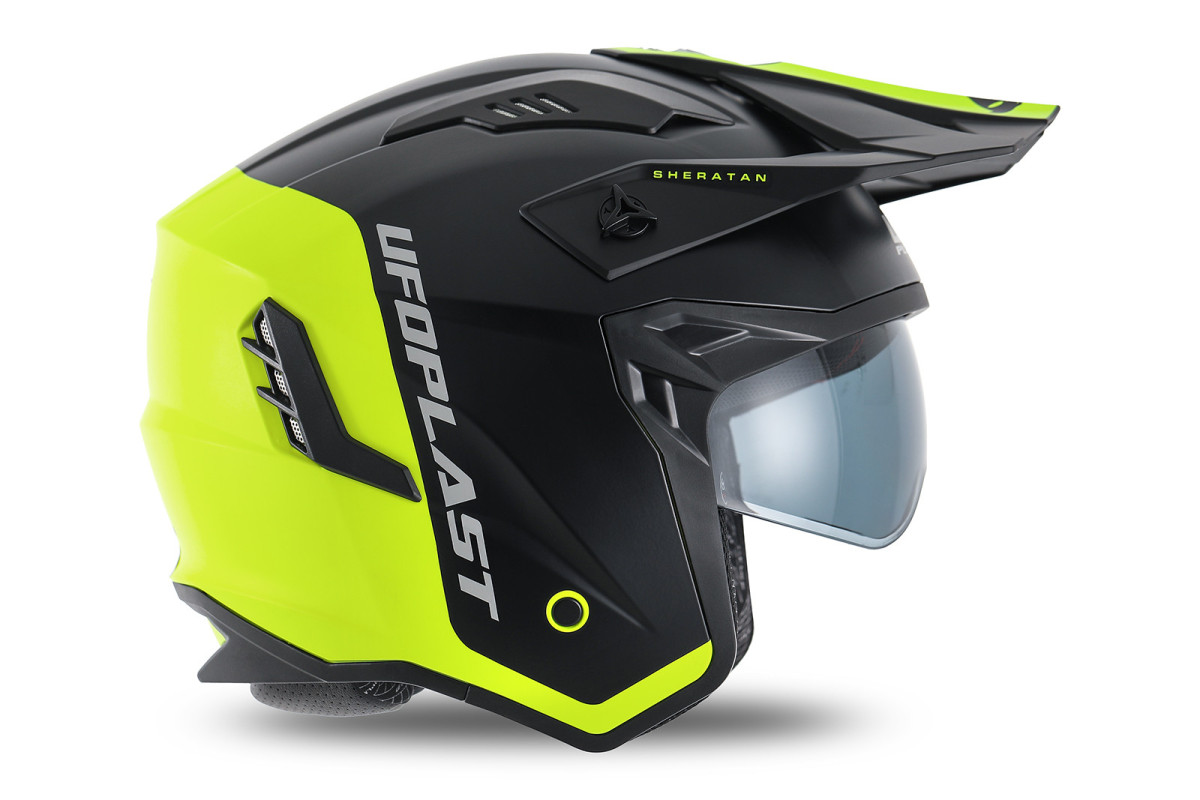 Casco cross Jet Sheratan giallo fluo e nero