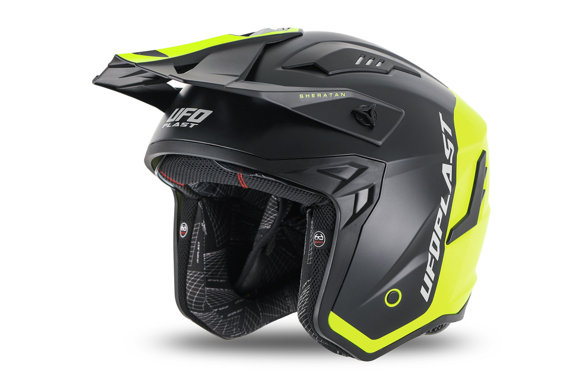 Sheratan cross jet helmet neon yellow and black - Helmets - HE13002-KD - Ufo Plast