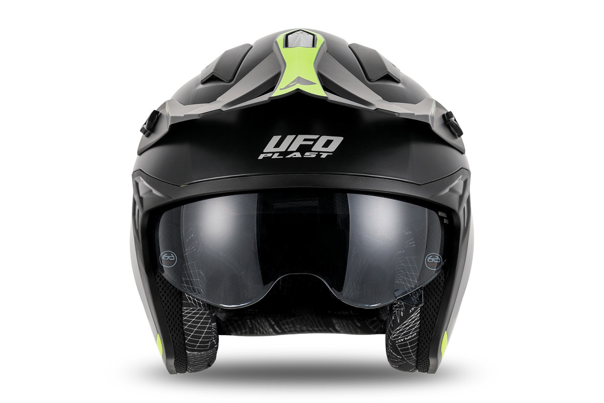 Sheratan cross jet helmet neon yellow and black - Helmets - HE13002-KD - Ufo Plast