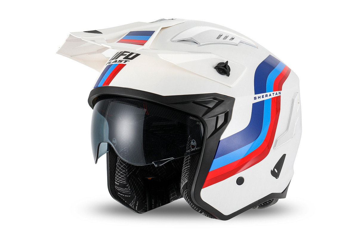 Sheratan cross jet helmet white, red, blue - Helmets - HE13002-WT - Ufo Plast