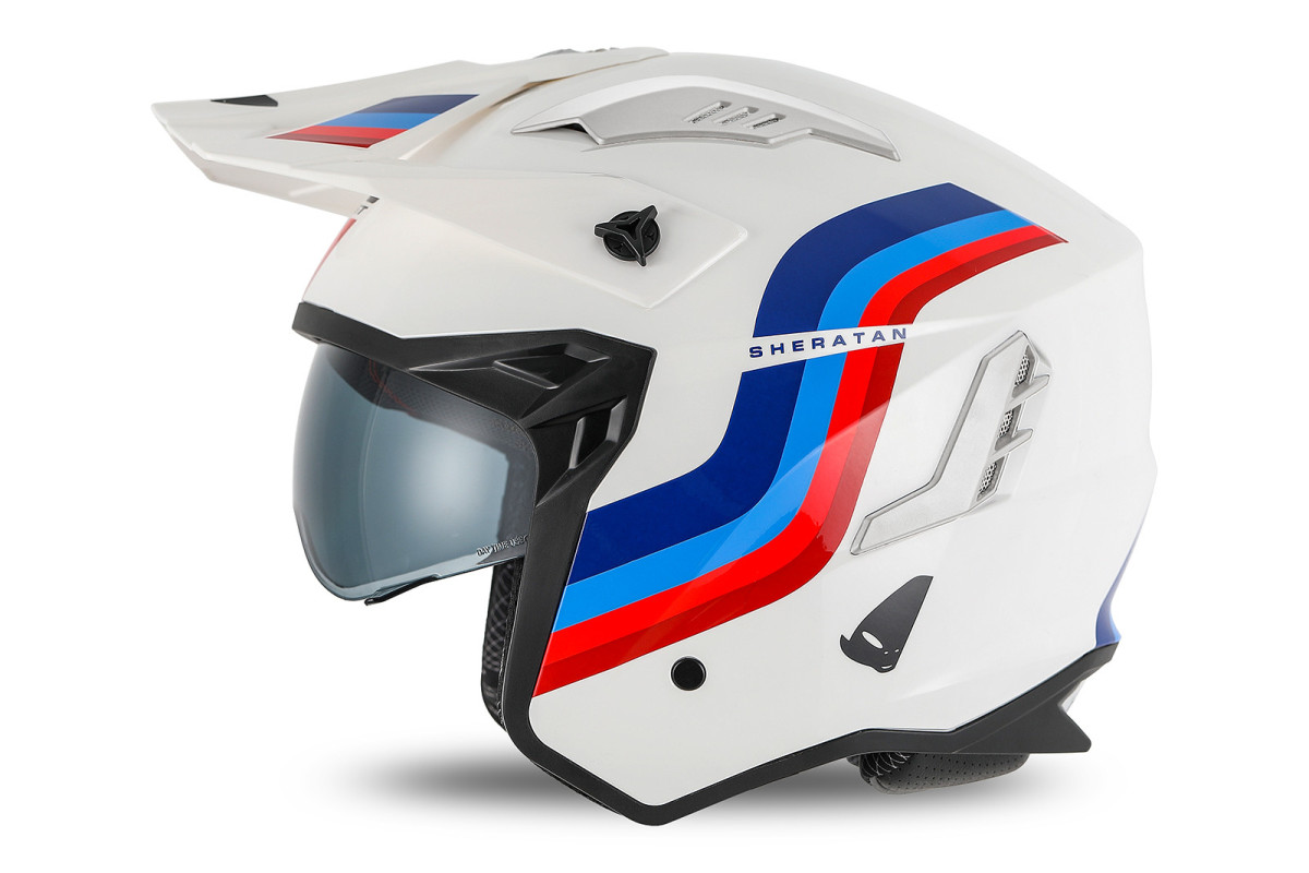 Casco cross Jet Sheratan bianco, rosso, blu