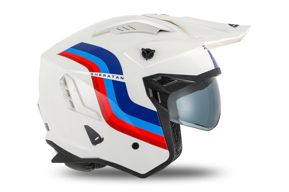 Casco cross Jet Sheratan bianco, rosso, blu