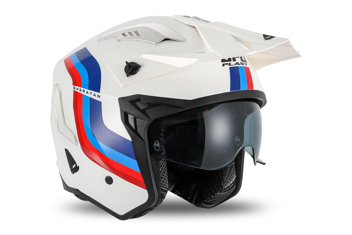 Sheratan cross jet helmet white, red, blue - Helmets - HE13002-WT - Ufo Plast