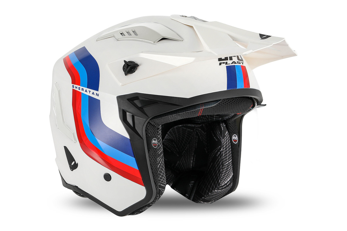 Casco cross Jet Sheratan bianco, rosso, blu