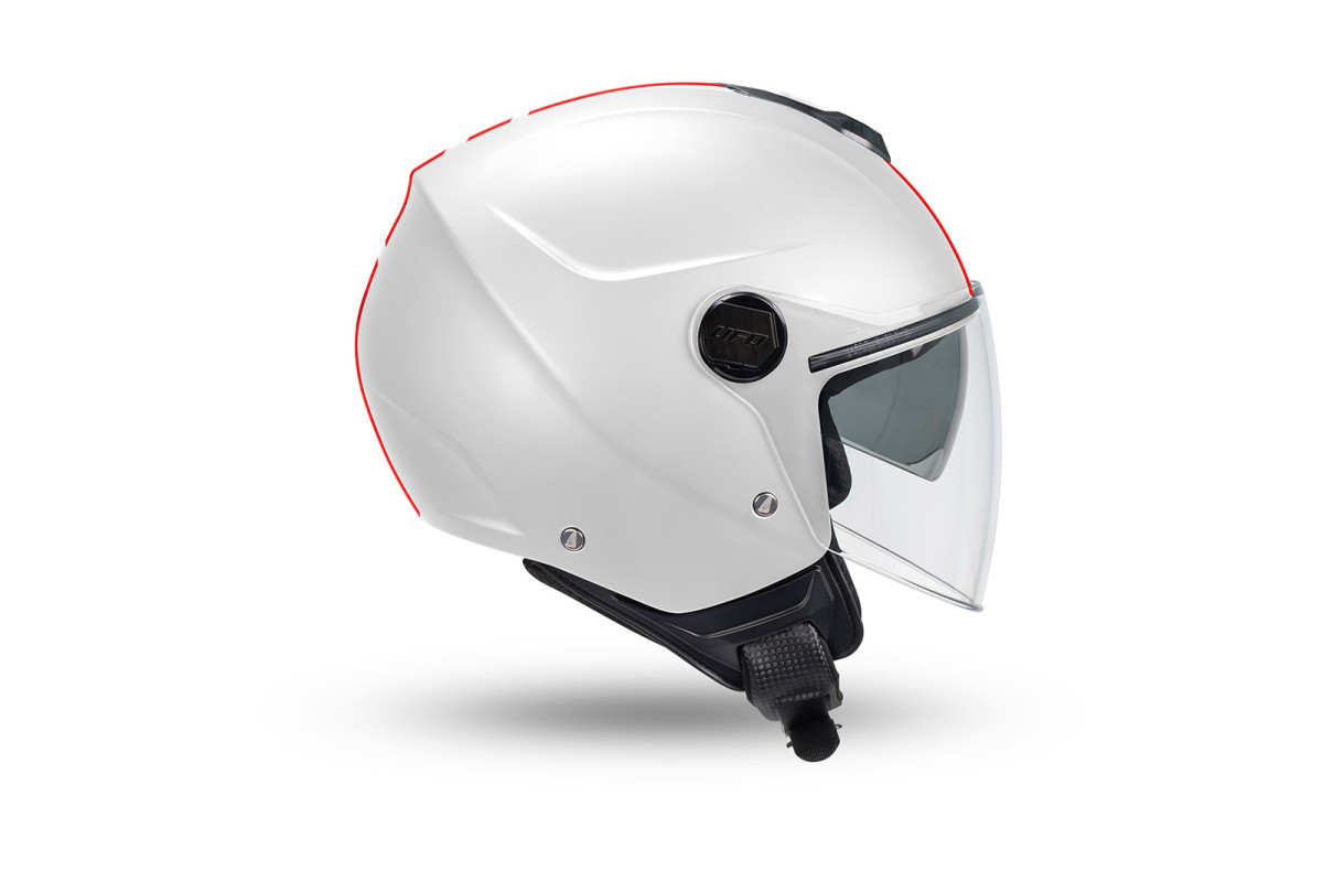 Nixie demijet helmet white and red in Polycarbonate - Helmets - HE13005-WB - Ufo Plast