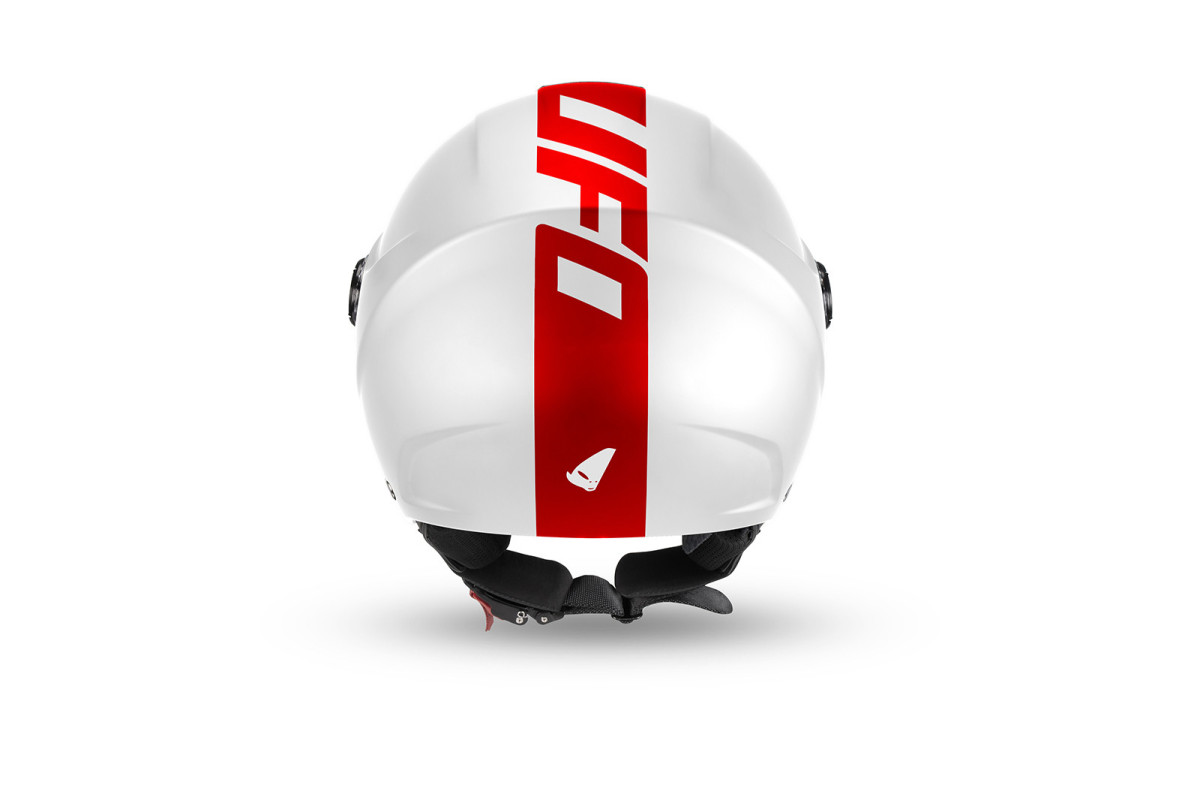 Nixie demijet helmet white and red in Polycarbonate - Helmets - HE13005-WB - Ufo Plast
