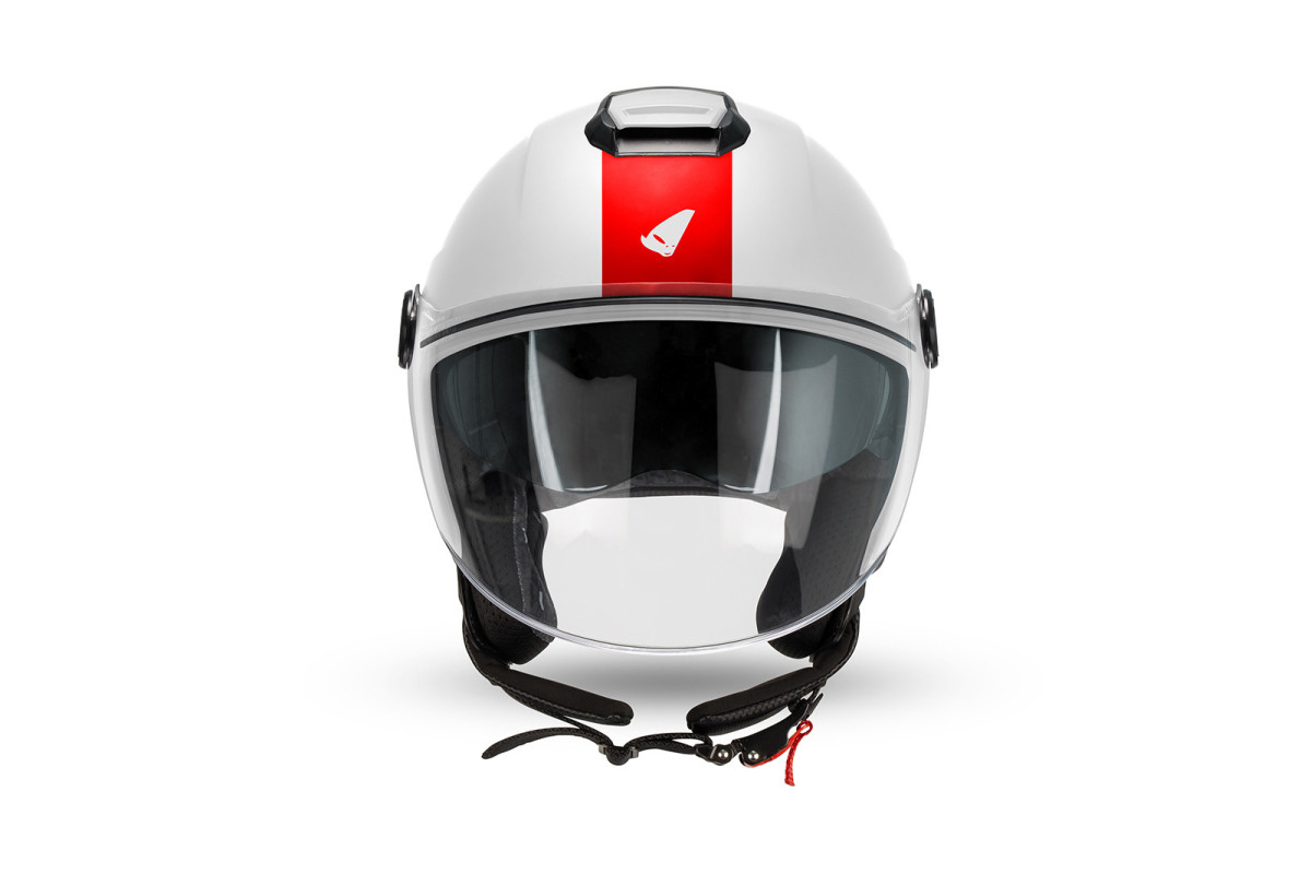 Nixie demijet helmet white and red in Polycarbonate - Helmets - HE13005-WB - Ufo Plast