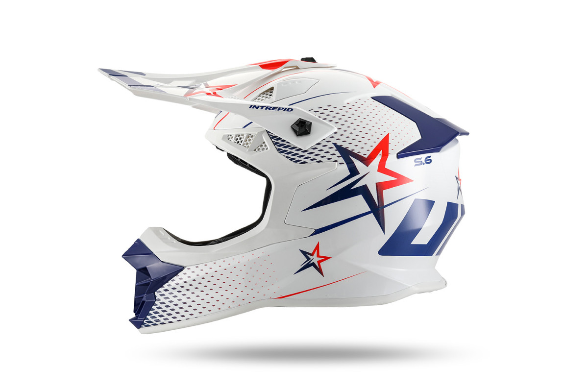 Casco Motocross Intrepid bianco, blu, rosso - Caschi - HE13401-WB - Ufo Plast