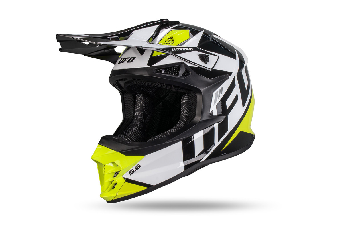 Intrepid Motocross Helmet white, black, neon yellow - Helmets - HE13401-WK - Ufo Plast