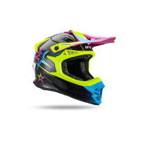 Casco Motocross Intrepid giallo fluo, azzurro, viola - Caschi - HE13401-KC - Ufo Plast Casco Motocross Intrepid giallo fluo, azzurro, viola - Caschi - HE13401-KC - Ufo Plast