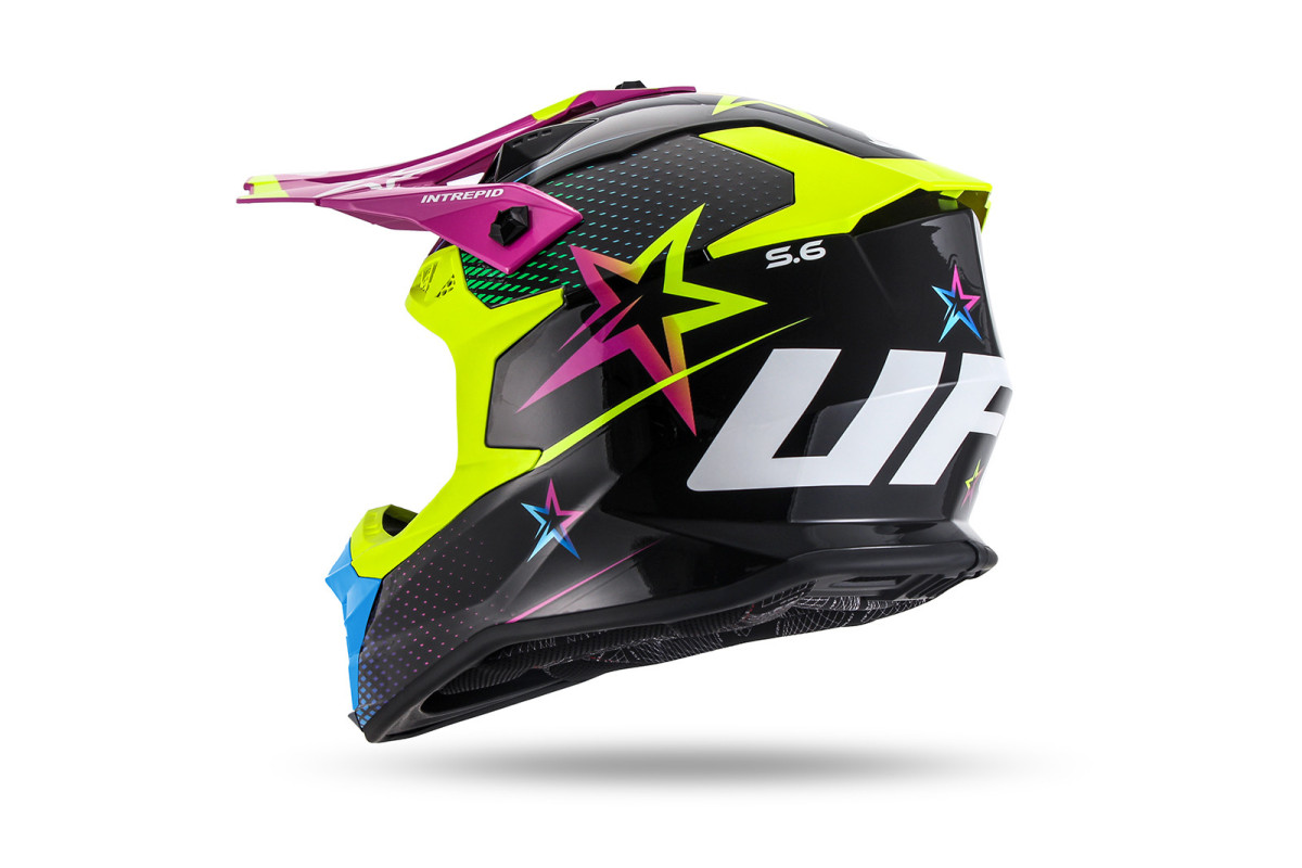 Casco Motocross Intrepid giallo fluo, azzurro, viola - Caschi - HE13401-KC - Ufo Plast