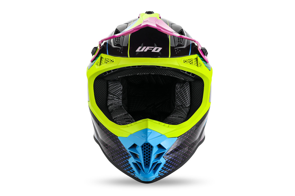 Casco Motocross Intrepid giallo fluo, azzurro, viola - Caschi - HE13401-KC - Ufo Plast