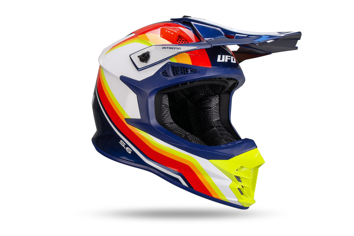 Casco Motocross Intrepid blu, bianco, giallo fluo, rosso - Caschi - HE13401-DC - Ufo Plast