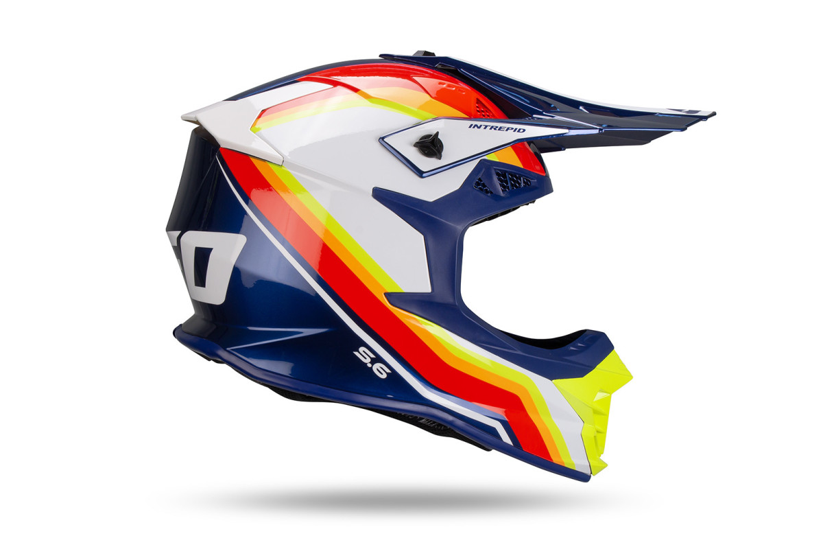 Casco Motocross Intrepid blu, bianco, giallo fluo, rosso - Caschi - HE13401-DC - Ufo Plast