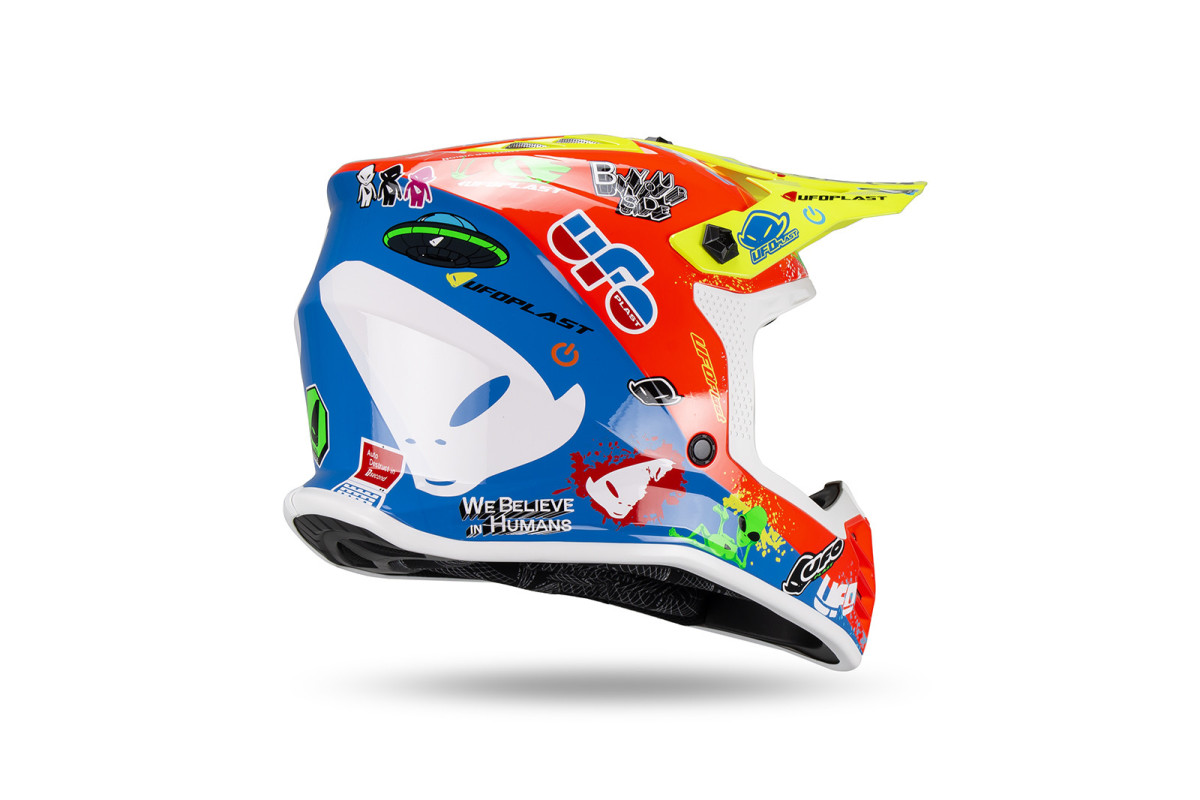 Casco motocross da bambino Korey, giallo, rosso e blu - Caschi - HE13600-BU - Ufo Plast