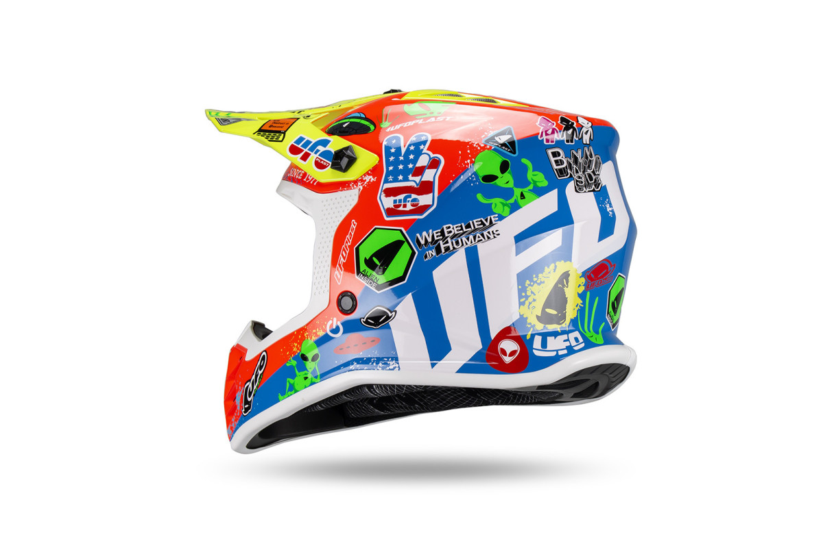 Motocross helmet for kids Korey yellow, red and blue - Helmets - HE13600-BU - Ufo Plast