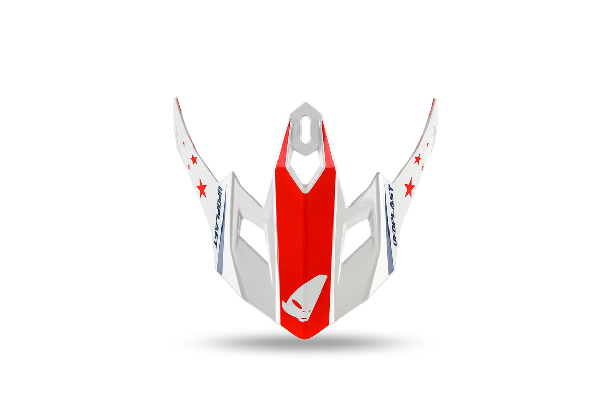 Frontino per casco motocross da bambino Korey HE13600 bianco e blu - Ufo Plast HR240-CW