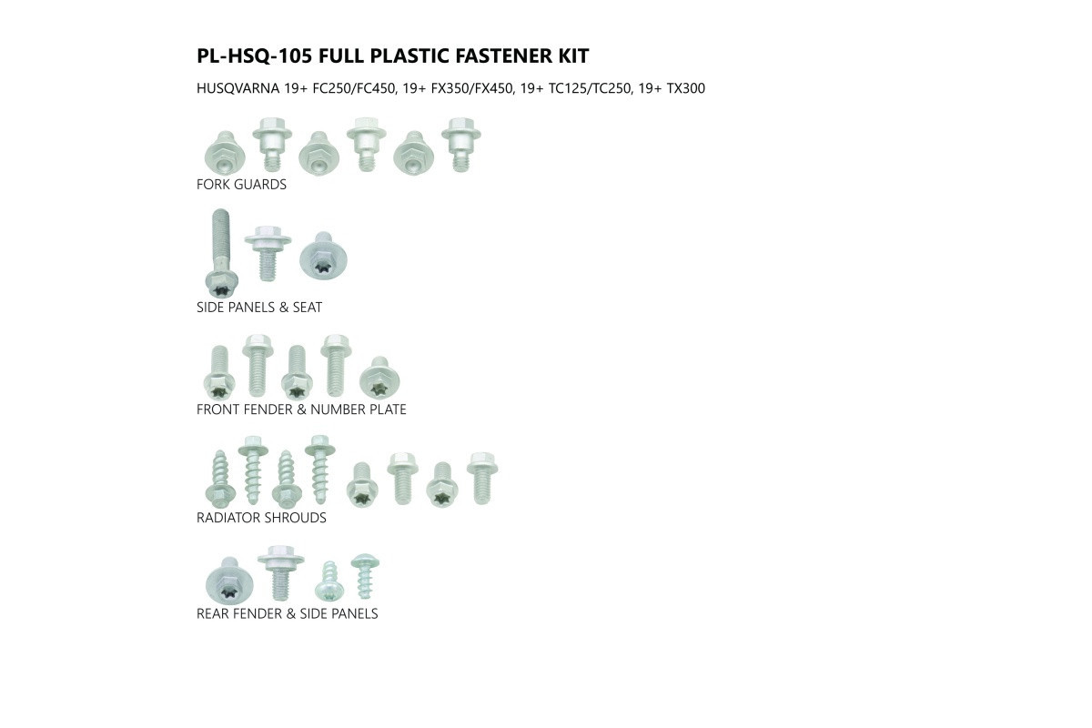 Fastener kit for Husqvarna FC 250 (2019-22) - Ufo Plast