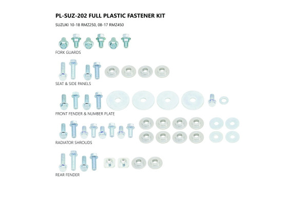 Fastener kit for Suzuki RM-Z 250 (2010-18) - RM-Z 450 (2008-17)