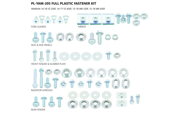 Fastener kit for Yamaha YZ 250 F (2014-18) - WR 250 F (2015-18) - YZ 450 F (2014-17) - WR 450 F (2015-18)
