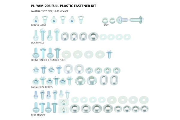Fastener kit for Yamaha YZ 250 F - WR 250 F - YZ 450 F - WR 450 F - YZ 250 FX - YZ 450 FX